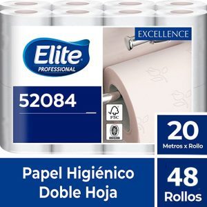 PAPEL HIGIENICO ELITE HABITCIONES DOBLE HOJAS 48 ROLLOS x 20 METROS