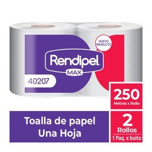 Toalla de Papel Rendipel Max 2 Rollos x 250 Metros (MAX ALTA 19 CM)